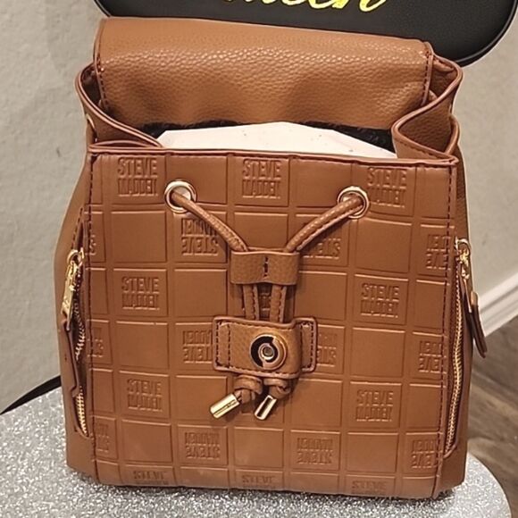 Steve Madden BFrankie Block Logo Backpack- Brown main image 4